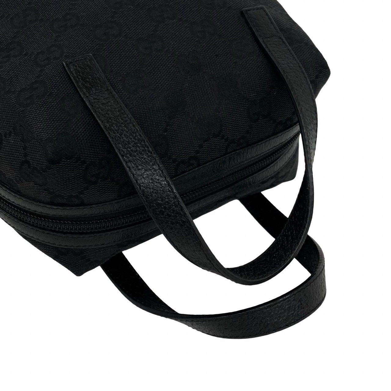 Gucci GG Canvas Handle Leather Mini Boston Bag Tote Black — view 4