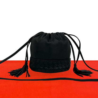 Bottega Veneta Vintage Intrecht Leather Tassel Drawstring Mini Shoulder