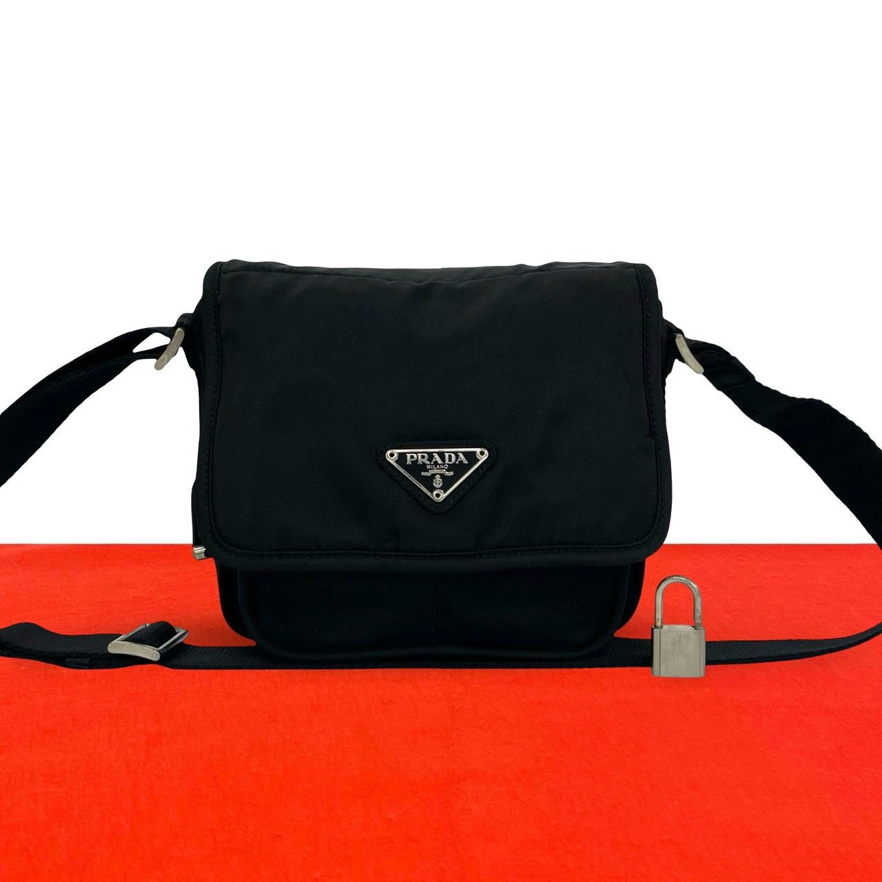 Prada Tessuto Nylon Shoulder Bag Pochette Sakosh Black