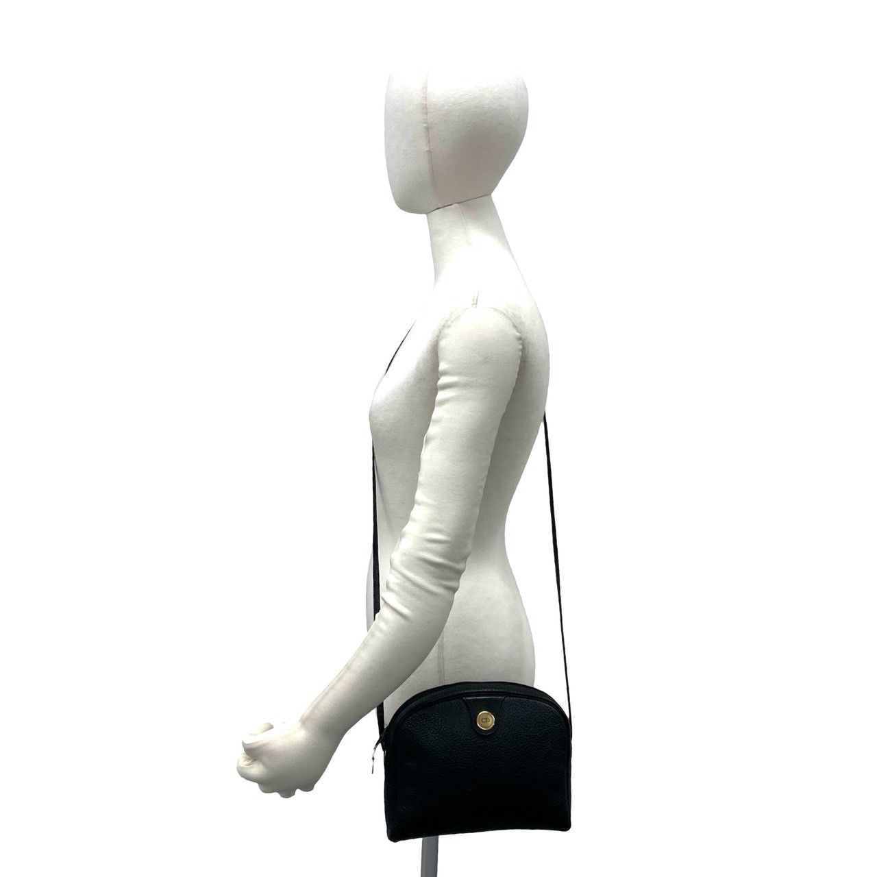Dior Vintage CD Logo Leather Mini Shoulder Bag Pochette Black — view 2