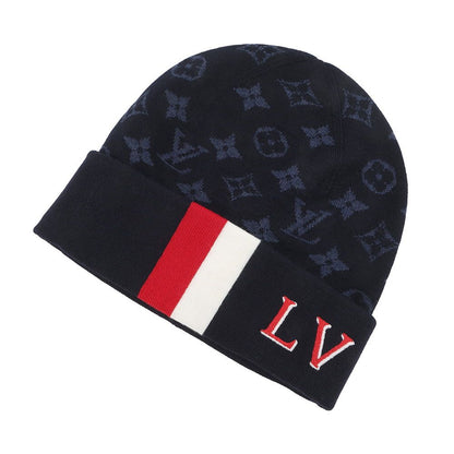 Louis Vuitton Knit Hat Bonnet LV Varsity Monogram Wool 100%
