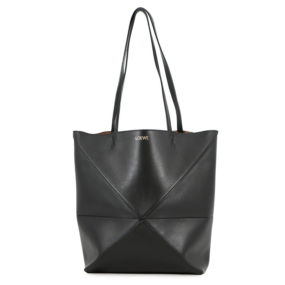 Loewe Tote Puzzle Fold Shiny Calf Leather Black