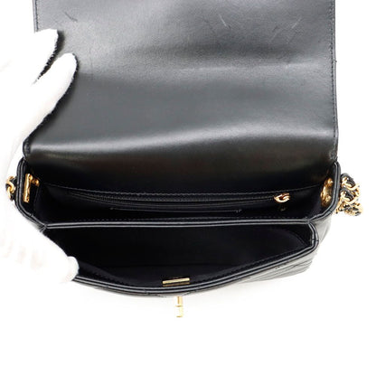 Chanel Chain Shoulder Bag Quilted Mini Flap CC Logo Lambskin Black — view 5