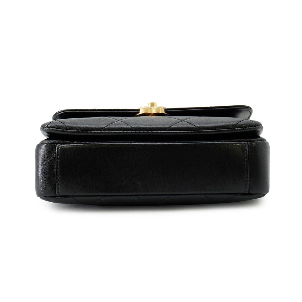 Chanel Chain Shoulder Bag Quilted Mini Flap CC Logo Lambskin Black — view 3