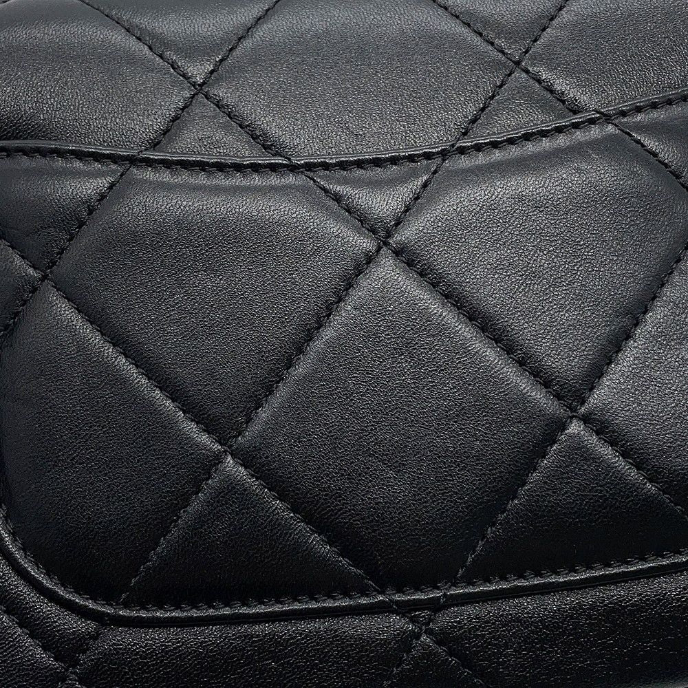 Chanel Chain Shoulder Bag Quilted Mini Flap CC Logo Lambskin Black — view 7