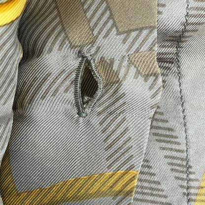 Celine Long Sleeve Top Gray Beige Dark Yellow Multi Crew Neck Silk Check — view 5