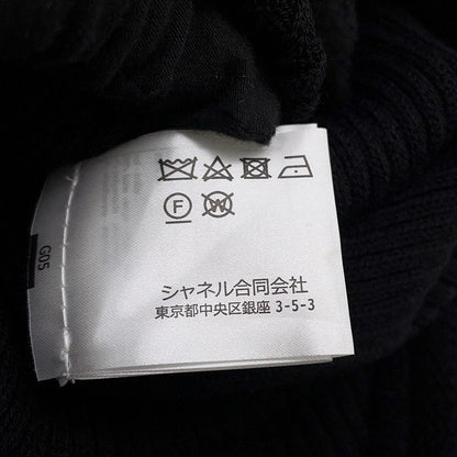 Chanel Dress Knit Long CC Logo Virgin Wool Sleeve Black — view 7