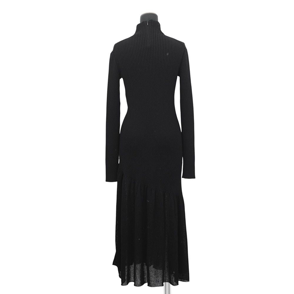 Chanel Dress Knit Long CC Logo Virgin Wool Sleeve Black — view 2