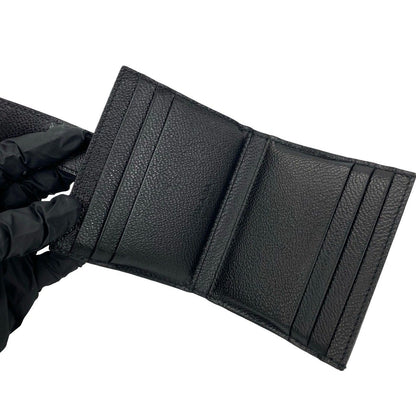 Prada Logo Leather Bifold Card Case Mini Wallet Business Holder Black — view 7