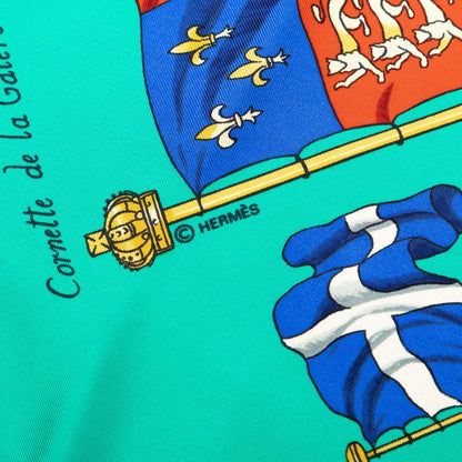Hermes Carre 90 Pavois Flag Scarf Green Silk — view 3