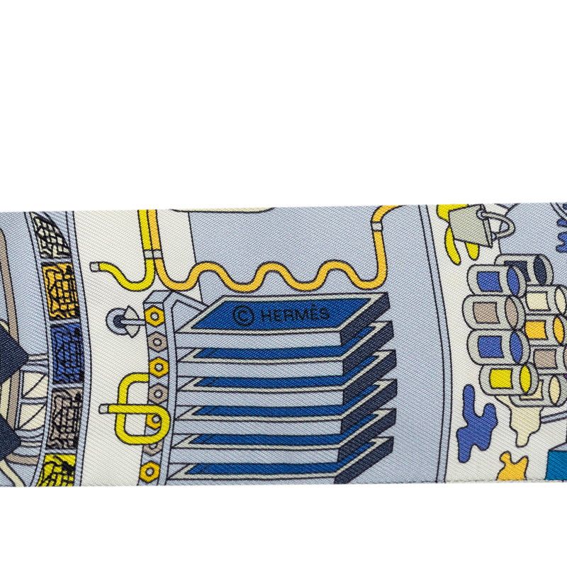 Hermes Twilly la Maison Des Carres Scarf Gray Multicolor Silk — view 3
