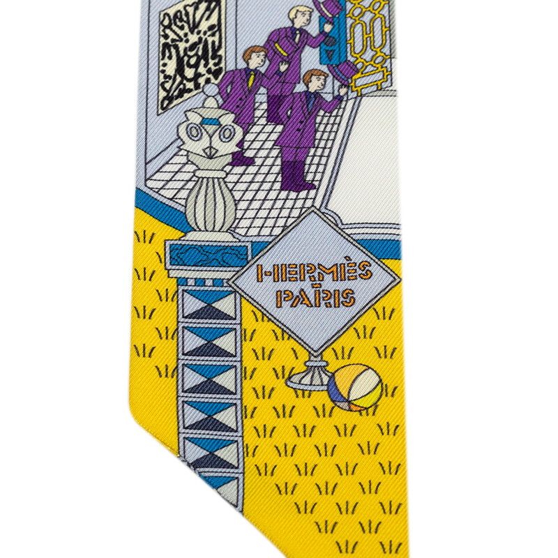 Hermes Twilly la Maison Des Carres Scarf Gray Multicolor Silk — view 2
