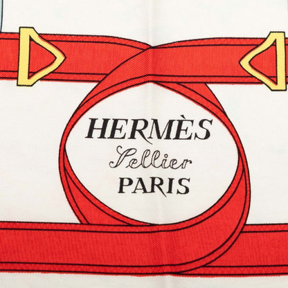 Hermes Carre 90 Yellow Gold Beat Eperon D'or Scarf Navy White Silk — view 3