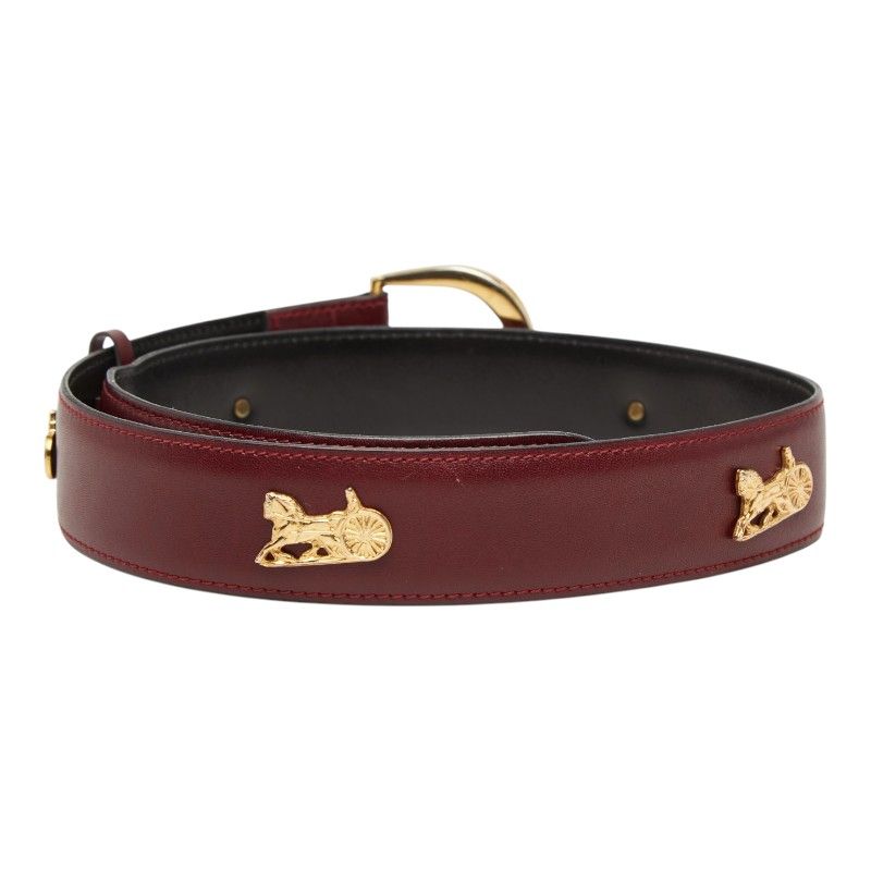 Celine Vintage Carriage Belt 70 Wine Red Bordeaux Leather — view 3