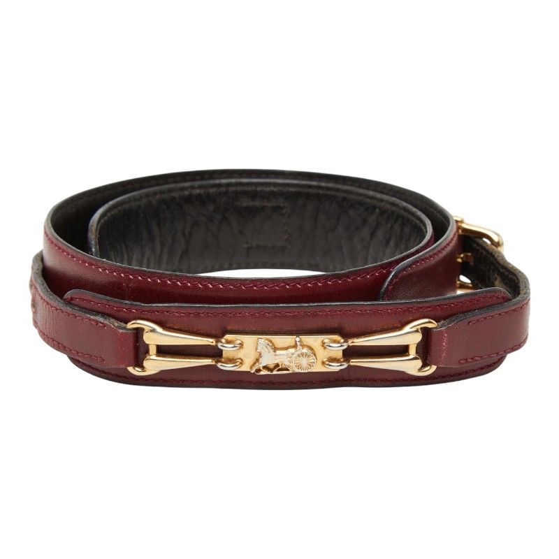 Celine Vintage Carriage Belt Wine Red Bordeaux Leather