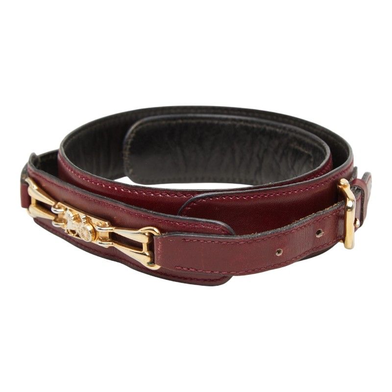 Celine Vintage Carriage Belt Wine Red Bordeaux Leather — view 2