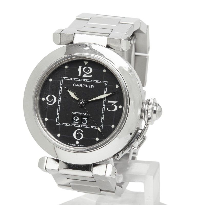 Cartier Pasha C Big Date Watch Black Silver Stainless Steel — view 2