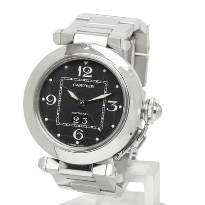 Cartier Pasha C Big Date Watch Black Silver Stainless Steel — view 2