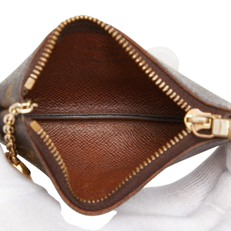 Louis Vuitton Monogram Pochette Cles Coin Case Key Purse Brown Leather — view 8
