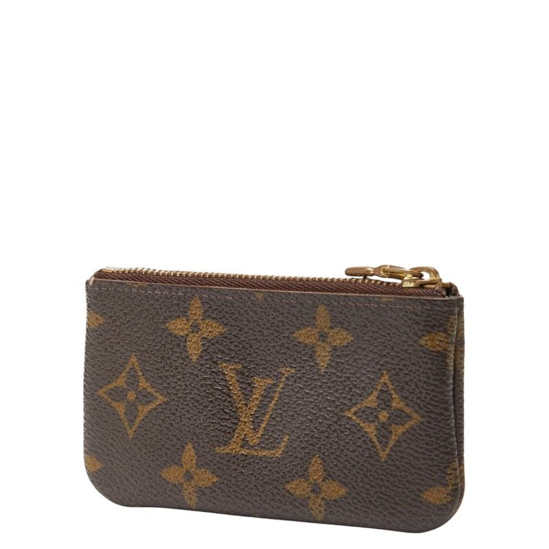 Louis Vuitton Monogram Pochette Cles Coin Case Key Purse Brown Leather — view 2