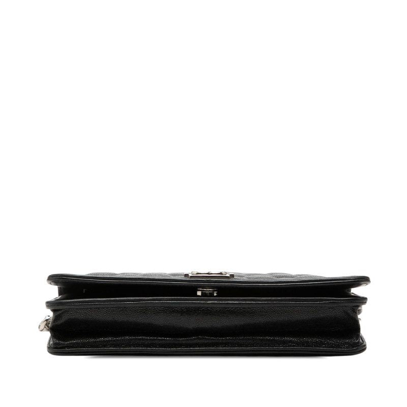 Chanel CC Logo Quilted Boy Chain Wallet Shoulder Bag Black Silver Caviar Leather — view 3