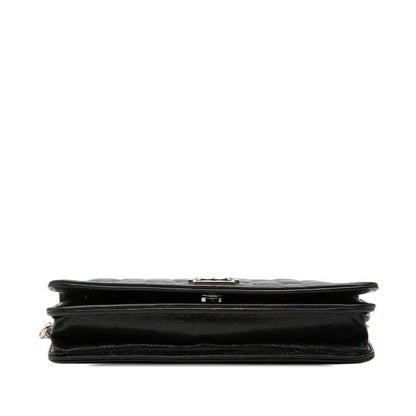 Chanel CC Logo Quilted Boy Chain Wallet Shoulder Bag Black Silver Caviar Leather — view 3