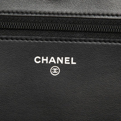 Chanel CC Logo Quilted Boy Chain Wallet Shoulder Bag Black Silver Caviar Leather — view 5