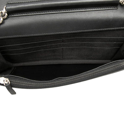 Chanel CC Logo Quilted Boy Chain Wallet Shoulder Bag Black Silver Caviar Leather — view 4