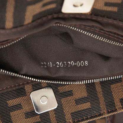 Fendi Zucca Handbag Brown Black Canvas Leather — view 6