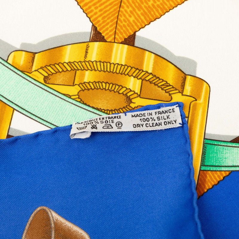Hermes Carre 90 Grand Manege Great Training Technique Scarf Blue Red White Silk — view 8
