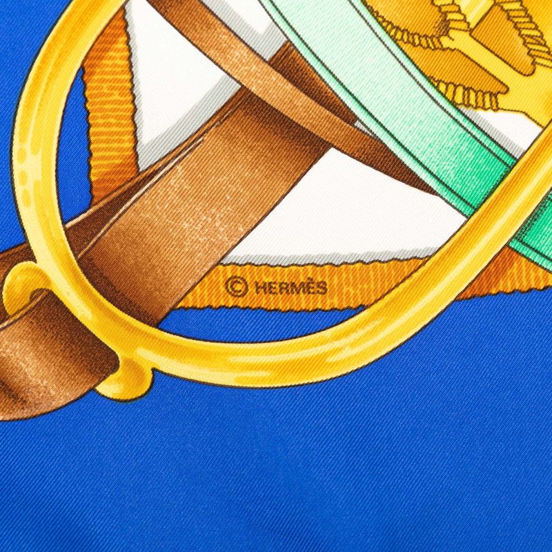 Hermes Carre 90 Grand Manege Great Training Technique Scarf Blue Red White Silk — view 5