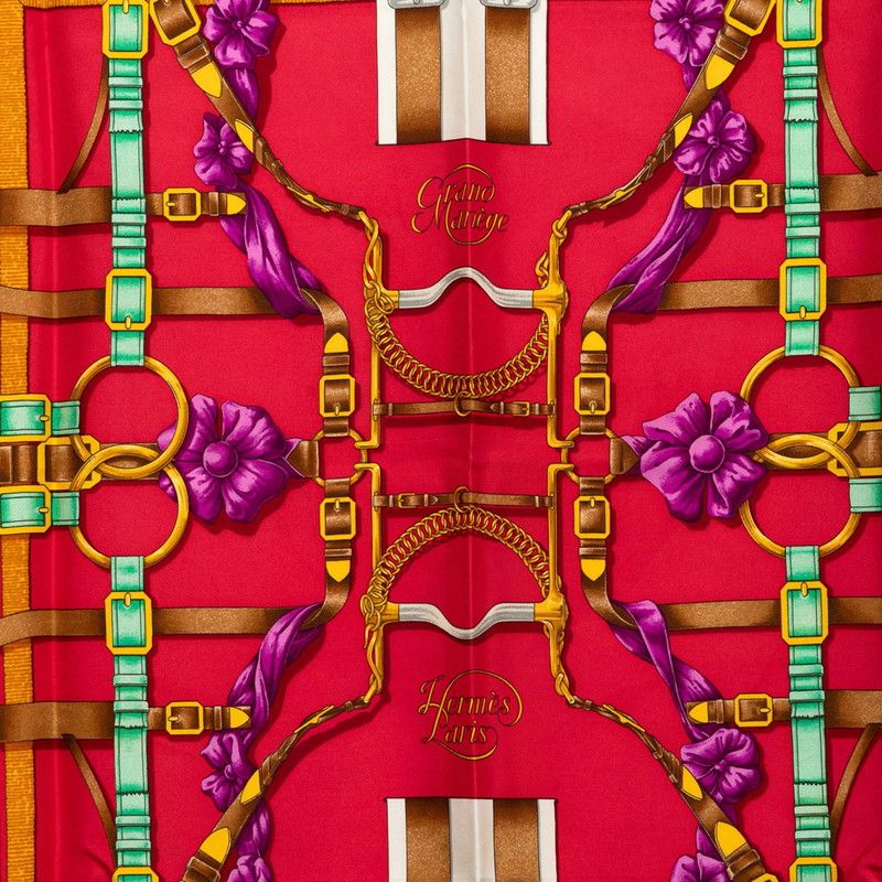 Hermes Carre 90 Grand Manege Great Training Technique Scarf Blue Red White Silk — view 2