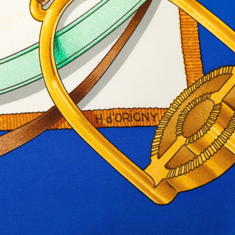 Hermes Carre 90 Grand Manege Great Training Technique Scarf Blue Red White Silk — view 6