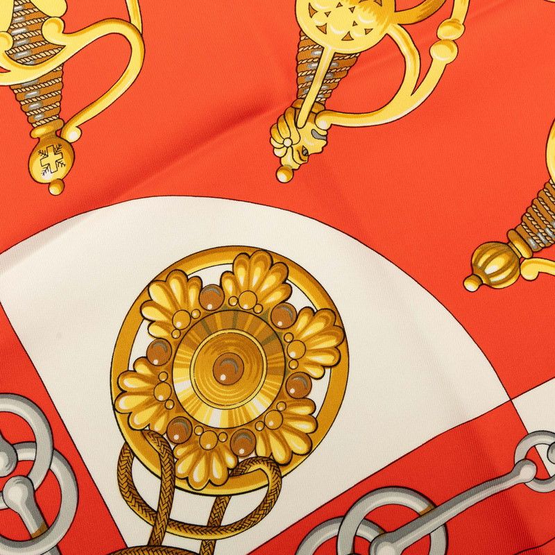 Hermes Carre 90 Cliquetis Scarf Red White Silk — view 4