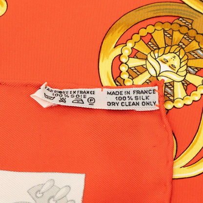 Hermes Carre 90 Cliquetis Scarf Red White Silk — view 6
