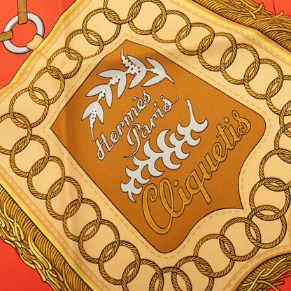 Hermes Carre 90 Cliquetis Scarf Red White Silk — view 2