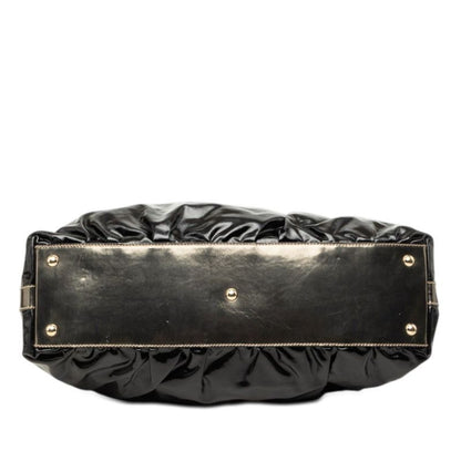 Gucci Bamboo 2-Way Shoulder Bag Black Gold Patent Leather — view 3
