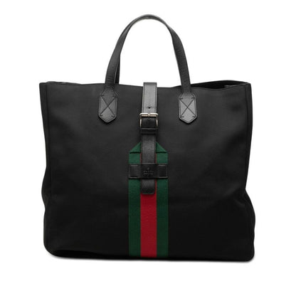 Gucci Sherry Line Tote Black Canvas Leather