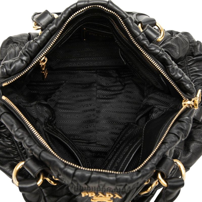 Prada Logo 2-Way Shoulder Bag Black Leather — view 4