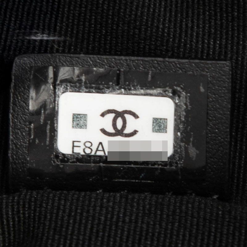 Chanel CC Logo Quilted Mini Hobo Handbag Ribbon Chain Black Caviar Leather — view 6