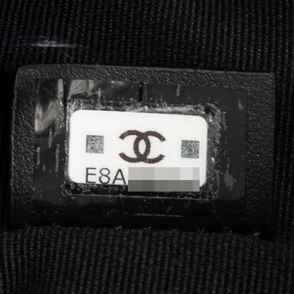 Chanel CC Logo Quilted Mini Hobo Handbag Ribbon Chain Black Caviar Leather — view 6