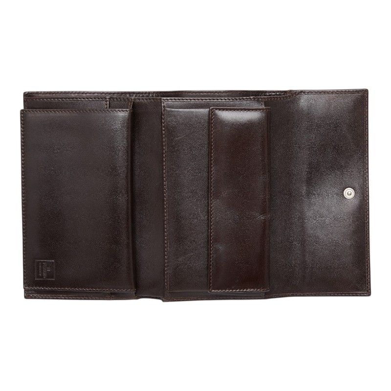 Fendi Zucca Trifold Wallet Brown Black Canvas Leather — view 8