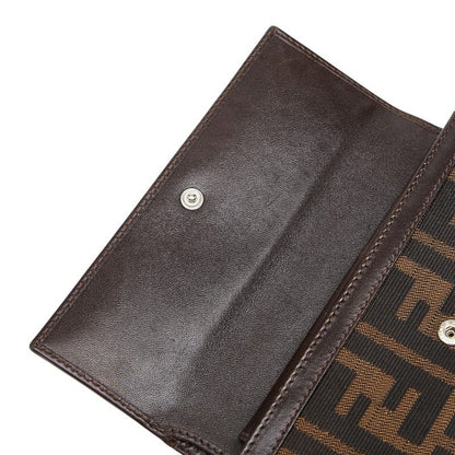 Fendi Zucca Trifold Wallet Brown Black Canvas Leather — view 6