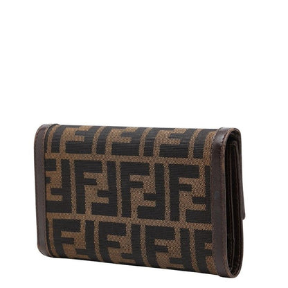 Fendi Zucca Trifold Wallet Brown Black Canvas Leather — view 2