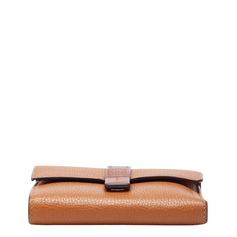 Loewe Anagram Vertical Wallet Small Trifold Brown Leather — view 3