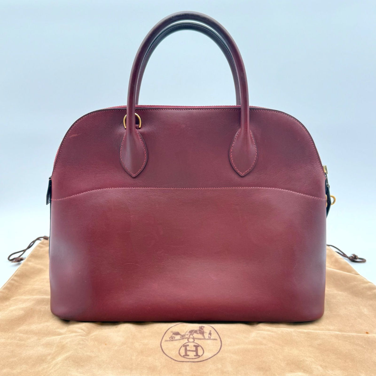 Hermes Bolide 35 Box Calf Rouge Ash Handbag — view 2