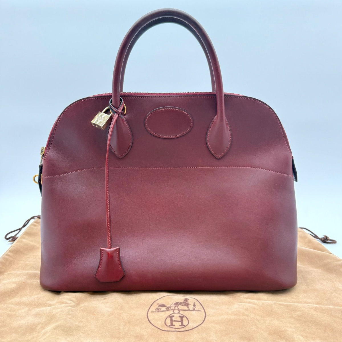 Hermes Bolide 35 Box Calf Rouge Ash Handbag