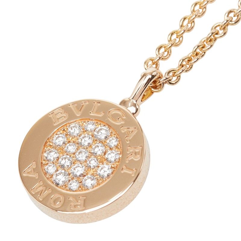 Bvlgari Chain Pendant 18K Pink Gold White Shell Diamond