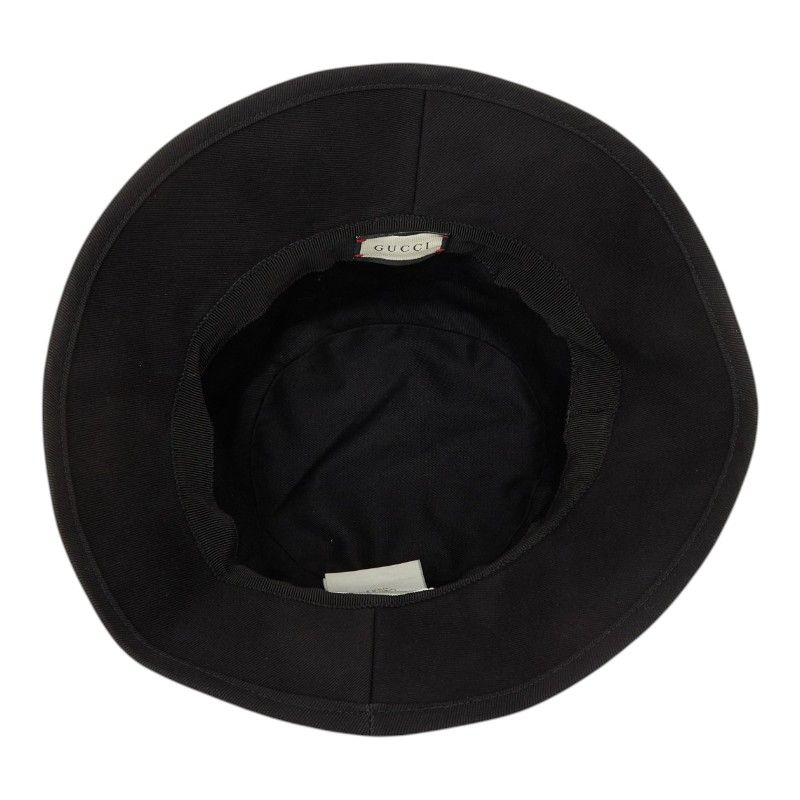 Gucci Logo Label Bucket Hat S 57 Black Red Cotton — view 4