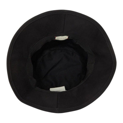 Gucci Logo Label Bucket Hat S 57 Black Red Cotton — view 4